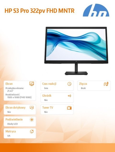 Monitor S3 Pro 322pv 21.45 FHD 9U5A2AA#ABB HP Inc.