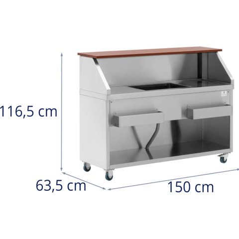 Stacja barmańska barowa z komorą na lód i półkami na butelki 150 cm Royal Catering