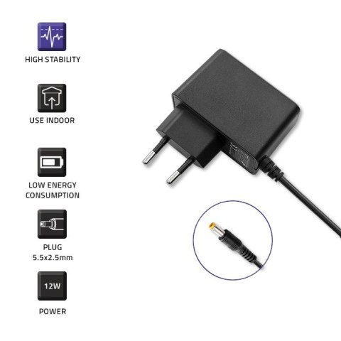 Zasilacz wtyczkowy 12W | 12V | 1A | 5.5*2.5 Qoltec