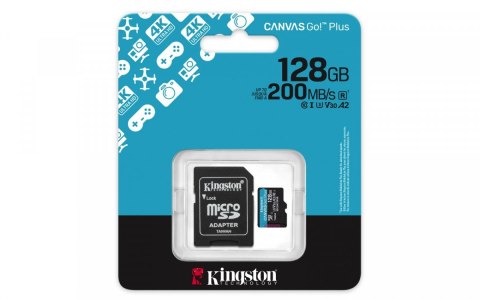 Karta microSD 128GB CanvasGo! Plus 200MB/s A2 U3 V30 + adapter Kingston