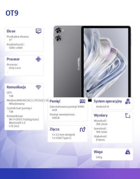 Tablet OT9 11cali 4/128GB szary OUKITEL