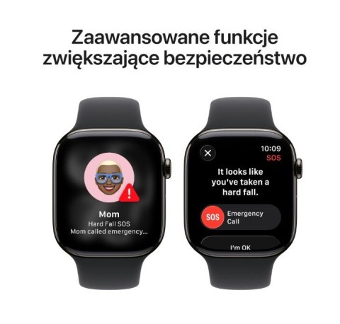 Watch Series 11 GPS + Cellular, koperta 42 mm z tytanu w kolorze łupku, pasek sportowy w kolorze czarnym - rozmiar M/L Apple