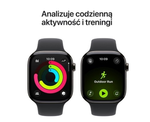 Watch Series 11 GPS + Cellular, koperta 46 mm z tytanu w kolorze łupku, pasek sportowy w kolorze czarnym - rozmiar M/L Apple