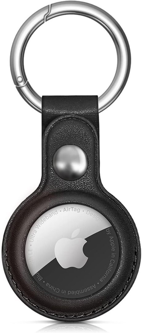 Etui do lokalizatora Apple AirTag z ekoskóry - czarne HURTEL