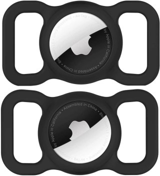 Etui na lokalizator Apple AirTag silikonowe na obrożę psa lub kota - czarne HURTEL
