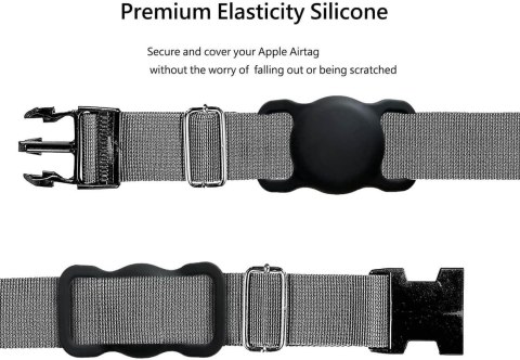 Etui na lokalizator Apple AirTag silikonowe na obrożę psa lub kota - czarne HURTEL