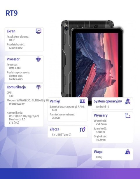Tablet RT9 10,1 cali 6/256GB czarny OUKITEL