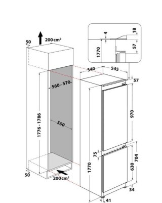 Chłodziarko-zamrażarka do zabudowy WHC18T322 Whirlpool