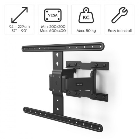 Uchwyt LCD/LED 600x400 fullmotion 90' Hama
