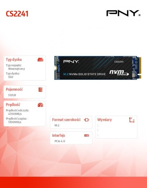 Dysk SSD 512GB M.2 2280 BULK M280CS2241-512-BLK PNY