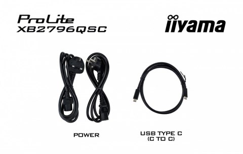 Monitor ProLite 27 cali XB2796QSC-B1 IPS,QHD,HDMI,USB-C (PD 65W),75Hz, 350cd, 1xUSB 3.2 , 1xUSB-C, 2x2W, HAS 150/PIVOT/obrót sto IIYAMA