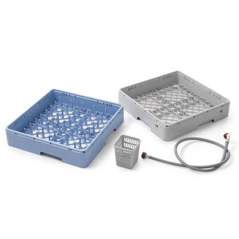 Zmywarka barowa do naczyń + dozownik + pompa kosz 50x50cm 400V 3 PROGRAMY Hendi