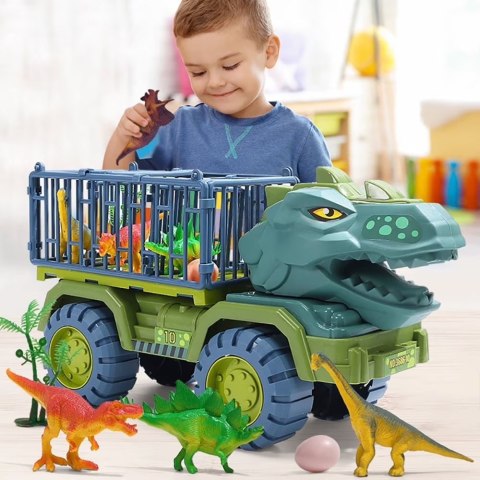 Auto Transporter Ciężarówka Dinozaury Figurki Zielony 15 szt. LEAN Toys