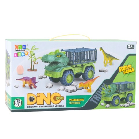 Auto Transporter Ciężarówka Dinozaury Figurki Zielony 15 szt. LEAN Toys