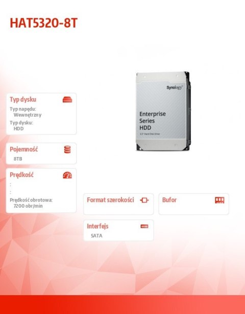 Dysk HDD 8TB SATA 7.2k 3.5 HAT5320-8T 5Y Synology