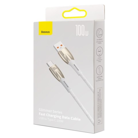 Kabel przewód do szybkiego ładowania Glimmer USB-A - USB-C 1m - biały BASEUS