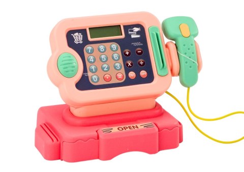 Kasa Fiskalna Nauka Liczenia Monety Koszyk Światła Dźwięki Różowa LEAN Toys