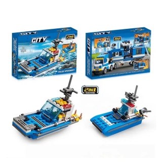 Klocki Konstrukcyjne Policja Helikopter Pojazdy Budynki 98-118 el. Mix LEAN Toys