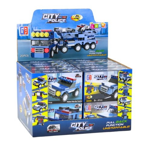 Zestaw Klocki Konstrukcyjne Policja Pojazdy Napęd Frykcyjny LEAN TOYS