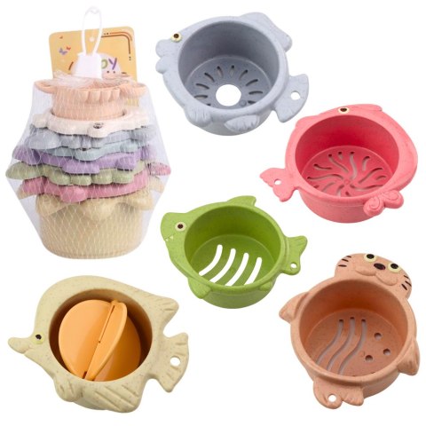 Zestaw Kubeczków Do Układania Kąpieli 2w1 Pastelowe 6el LEAN Toys