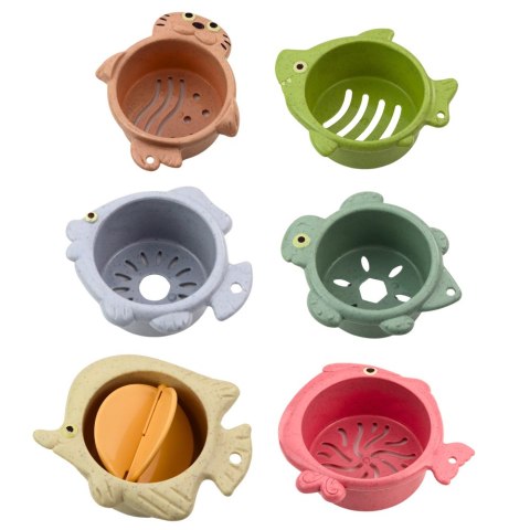 Zestaw Kubeczków Do Układania Kąpieli 2w1 Pastelowe 6el LEAN Toys