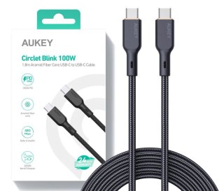 CB-KCC102 kabel USB-C - USB-C 1.8m 100W PD 5A 20V kevlar + nylonowy oplot AUKEY