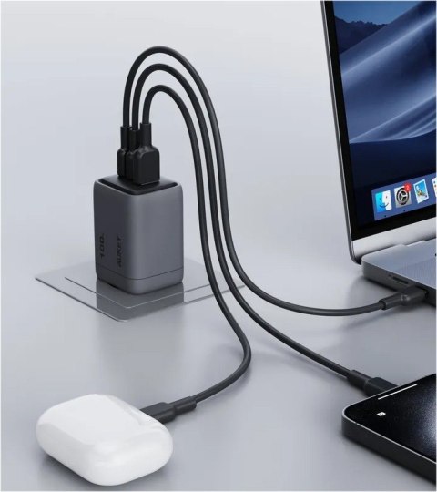 PA-C5 ładowarka sieciowa 3xUSB (2xUSB-C i 1xUSB-A) 100W 5A QC5.0 PD3.0 AFC PPS FCP SCP AUKEY