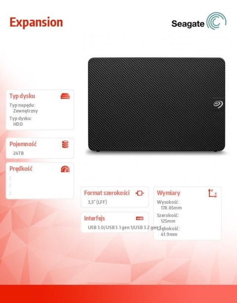 Dysk twardy Expansion 24TB 3.5 cala STKP24000400 Seagate