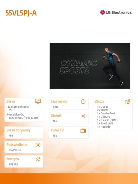 Monitor wielkoformatowy 55VL5PJ-A 500cd/m2 24/7 LG Electronics