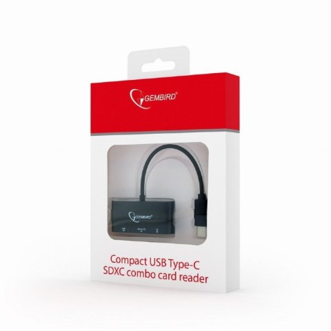 Czytnik kart na USB-C SDXC/combo/czarny Gembird