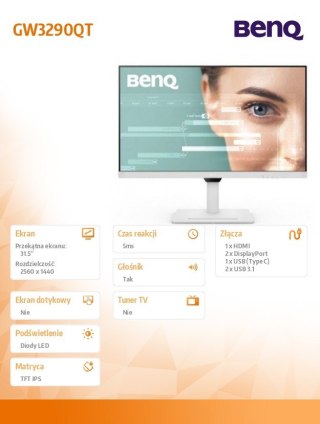 Monitor 31.5 cala GW3290QT 2K 5ms/IPS/HDMI/75Hz Benq