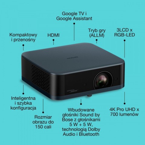 Projektor EF-62N x4K PRO-UHD/700L/5m:1/1.6kg niebieski Epson