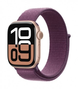 Watch Series 10 GPS + Cellular, koperta 42 mm z aluminium w kolorze różowego złota z opaską sportową w kolorze dojrzałej śliwki Apple