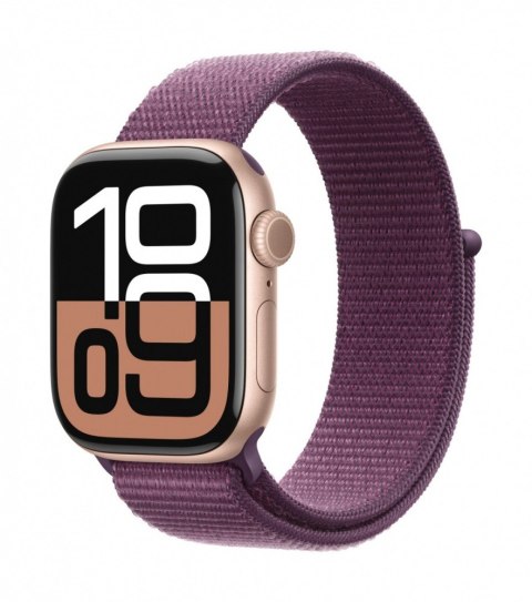 Watch Series 10 GPS + Cellular, koperta 42 mm z aluminium w kolorze różowego złota z opaską sportową w kolorze dojrzałej śliwki Apple