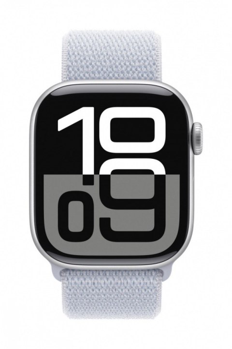 Watch Series 10 GPS, koperta 42 mm z aluminium w kolorze srebrnym z opaską sportową w kolorze błękitnego obłoku Apple