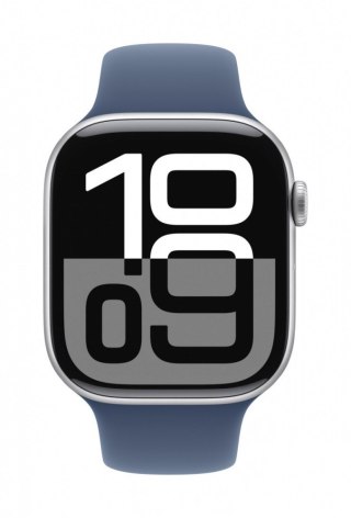 Watch Series 10 GPS, koperta 42 mm z aluminium w kolorze srebrnym z paskiem sportowym w kolorze denim - rozmiar M/L Apple