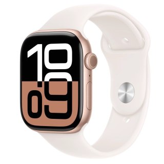 Watch Series 10 GPS, koperta 46 mm z aluminium w kolorze różowego złota z paskiem sportowym w kolorze łagodnego różu - rozmiar M Apple