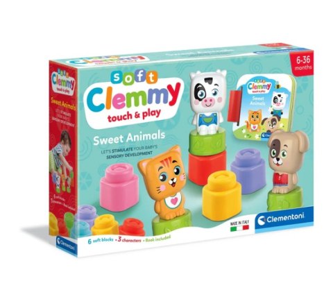 Clemmy Słodkie Zwierzaki Kotek Piesek Krówka Klocki Książeczka Clementoni 17849 Clementoni