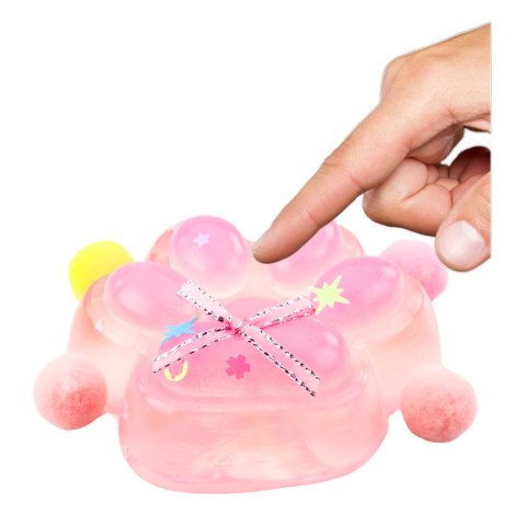 Gniotek Kocia Łapka Antystresowa Sensoryczna Squishy Kokardka Przeźroczysta LEAN TOYS