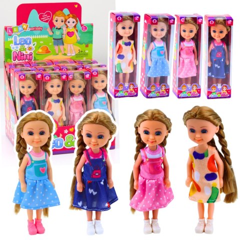 Mini Laleczka Z Długimi Włosami W Sukience 15cm Mix LEAN TOYS