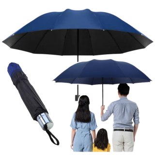 Duży Parasol Składany 12-Żebrowy Pokrowiec Granatowy 110 cm LEAN