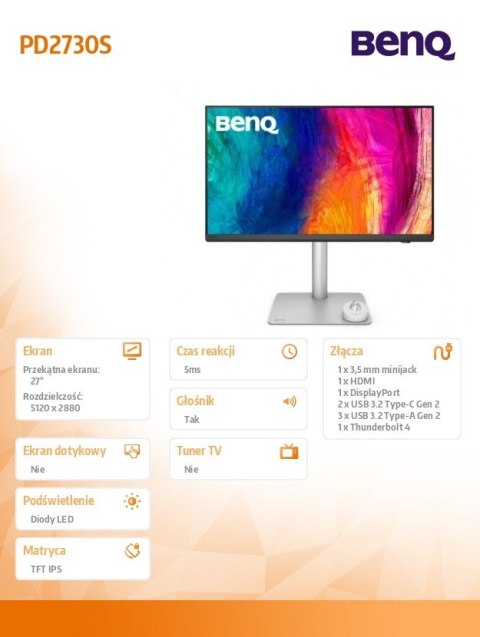 Monitor 27 cali PD2730S LED 5K IPS/60Hz/5ms/Graficzny Benq