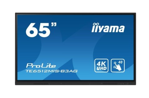 Monitor 65 cali TE6512MIS-B4AG 40pkt,IPS,4K,24/7,7H, ANDROID 14, RK3576, 8/128GB, EDLA, Essential IIYAMA