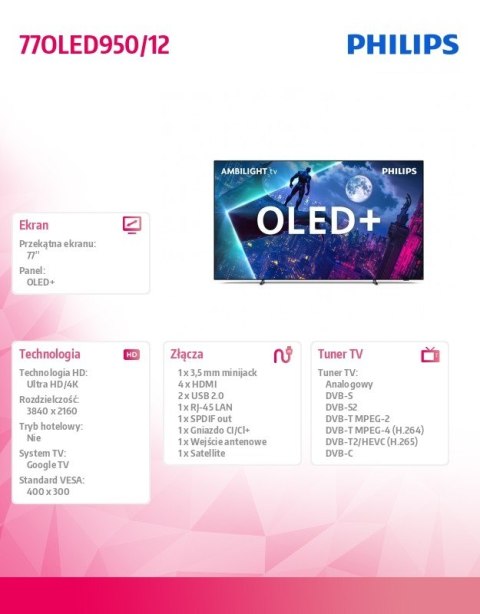 Telewizor OLED+ 77 cali 77OLED950/12 Philips
