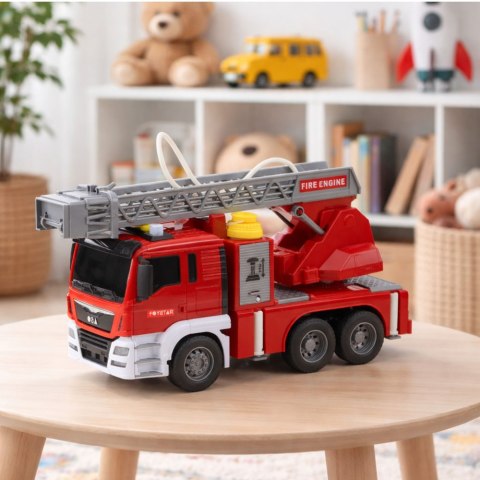 Wóz Strażacki Z Wysięgnikiem Straż Pożarna Napęd Lanie Wody Światła Dźwięki LEAN Toys