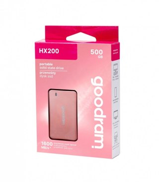 Dysk SSD HX200 500GB USB-C+A 1500/900MB/s różowe złoto GOODRAM