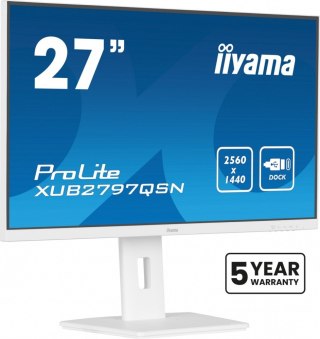 Monitor 27 cali XUB2797QSN-W2 IPS,QHD,USB-c Dock,HDMI,DP,PD-65W,2x2W, 4xUSB(3.2),300cd/m2,80M:1,sRGB:99%/5y/ IIYAMA