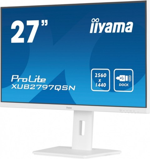 Monitor 27 cali XUB2797QSN-W2 IPS,QHD,USB-c Dock,HDMI,DP,PD-65W,2x2W, 4xUSB(3.2),300cd/m2,80M:1,sRGB:99%/5y/ IIYAMA
