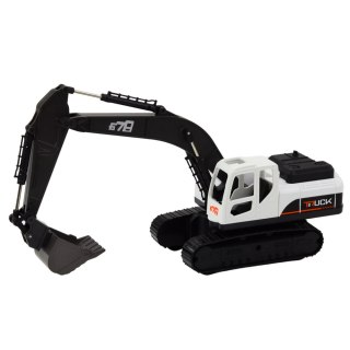 Koparka Gąsienicowa Metalowa Łyżka Ruchome Przeguby Obrót 360° Biała LEAN Toys