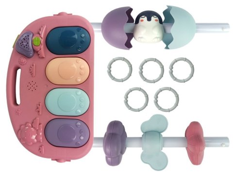 Mata Dla Niemowlaka Z Pianinkiem Grzechotki Gryzak Lusterko Dźwięk Różowa LEAN Toys
